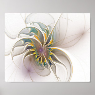 Een kleurrijk fractaal ornament. Abstracte bloem Poster