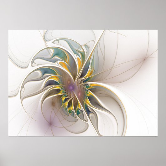Een kleurrijk fractaal ornament. Abstracte bloem Poster (Voorkant)