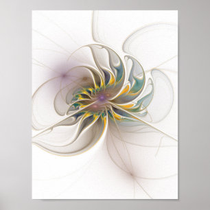 Een kleurrijk fractaal ornament. Abstracte bloem Poster