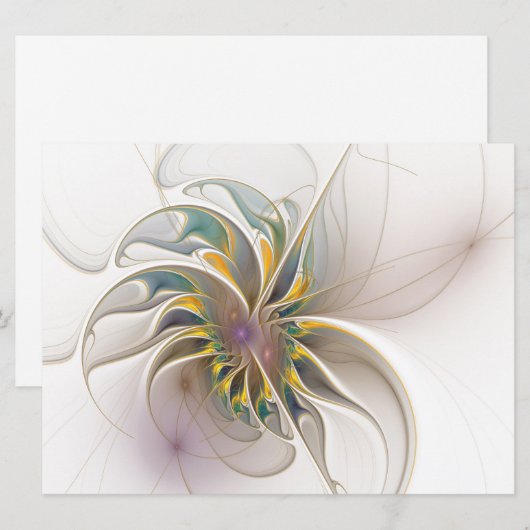 Een kleurrijk fractaal ornament. Abstracte bloem Programmakaart (Voorkant / Achterkant)