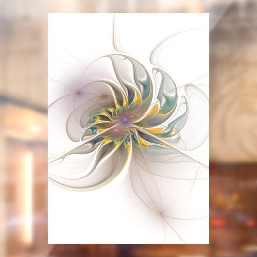 Een kleurrijk fractaal ornament. Abstracte bloem Raamsticker (Vel 2)