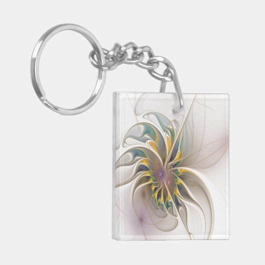 Een kleurrijk fractaal ornament. Abstracte bloem Sleutelhanger (Voorkant Links)