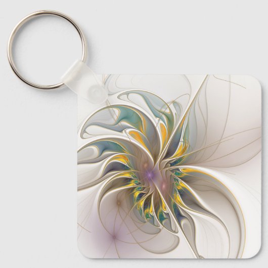 Een kleurrijk fractaal ornament. Abstracte bloem Sleutelhanger (Voorkant)