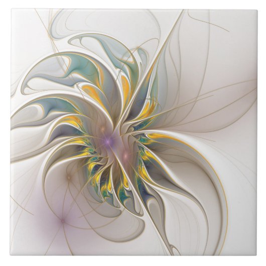 Een kleurrijk fractaal ornament. Abstracte bloem Tegeltje (Voorkant)