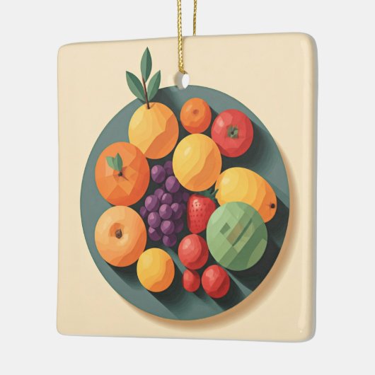 Een kleurrijk fruitfeest keramisch ornament (Links)