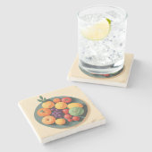 Een kleurrijk fruitfeest stenen onderzetter (Zijkant)