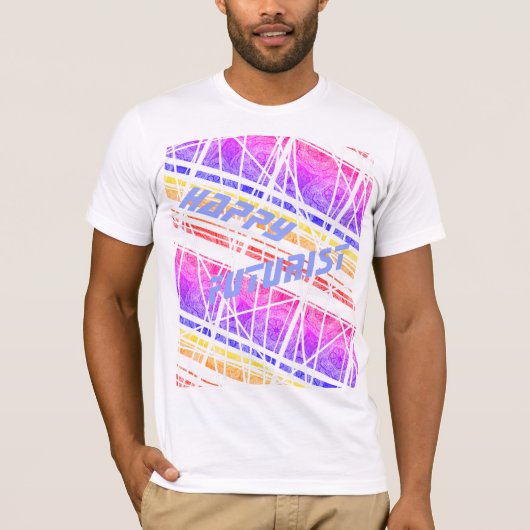 Een kleurrijk futuristisch shirt met aanpasbare te (Voorkant)