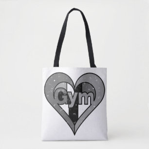 Een kleurrijk hart met het woord Gym binnen is een Tote Bag