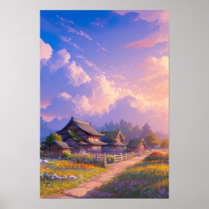 Een kleurrijk ontsnapping naar het platteland poster