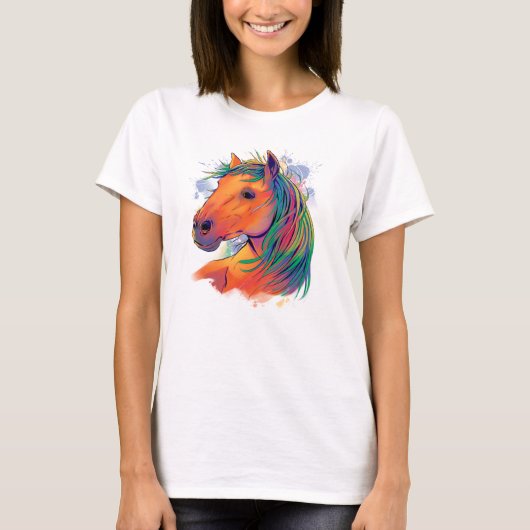 Een kleurrijk paard t-shirt (Voorkant)