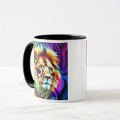 Een kleurrijk portret met een leeuw. mok (Voorkant links)