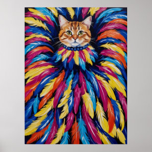 Een kleurrijk portret van een kat poster