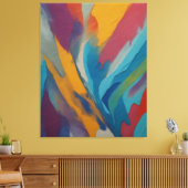 Een kleurrijk schilderij van een regenboog canvas afdruk (Insitu (Woonkamer))