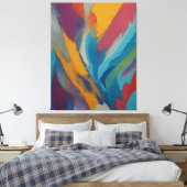 Een kleurrijk schilderij van een regenboog canvas afdruk (Insitu (Slaapkamer))