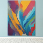 Een kleurrijk schilderij van een regenboog canvas afdruk (Insitu (Houten vloer))