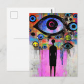 Een kleurrijk surrealistisch ontwerp briefkaart (Voorkant / Achterkant)