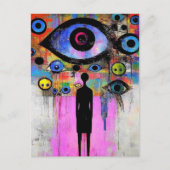 Een kleurrijk surrealistisch ontwerp briefkaart (Voorkant)