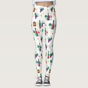 Een kleurrijk wijnthemapatroon leggings