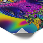 een kleurrijke abstracte uil poster (Hoek)