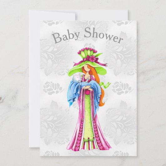 Een kleurrijke Baby shower uitnodiging (Voorkant)