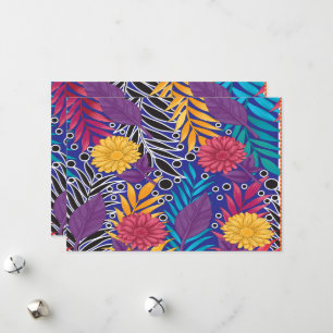 Een kleurrijke bloem en bladeren patroon op een bl feestdagenkaart