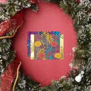 Een kleurrijke bloem en bladeren patroon op een bl folie feestdagen briefkaart