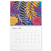 Een kleurrijke bloem en bladeren patroon op een bl kalender (Feb 2026)