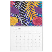 Een kleurrijke bloem en bladeren patroon op een bl kalender (Jan 2026)