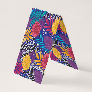 Een kleurrijke bloem en bladeren patroon op een bl visitekaartje