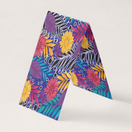 Een kleurrijke bloem en bladeren patroon op een bl visitekaartje