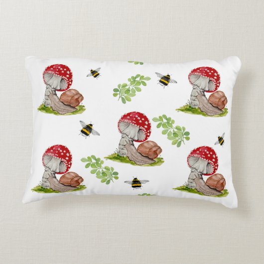 Een kleurrijke bosvlieg en een slak accent kussen (Achterkant)