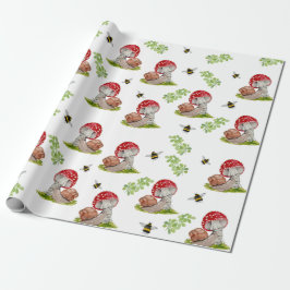 Een kleurrijke bosvlieg en een slak cadeaupapier