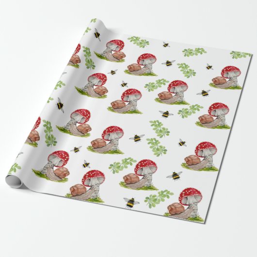 Een kleurrijke bosvlieg en een slak cadeaupapier (Uitgerold)