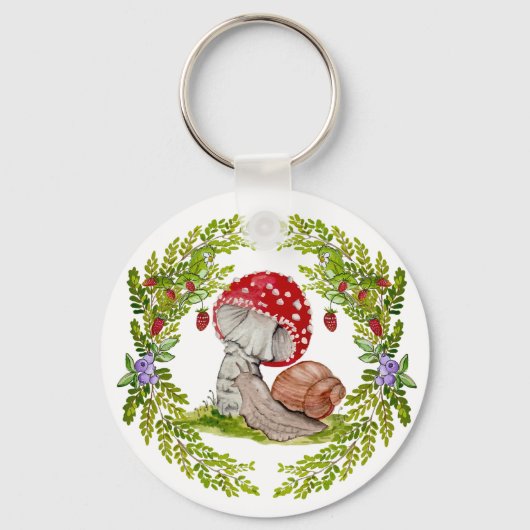 Een kleurrijke bosvlieg en een slak sleutelhanger (Voorkant)