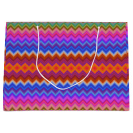 Een kleurrijke cadeautas met een zigzagpatroon