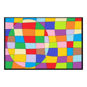 Een kleurrijke cirkel op kleurrijke rechthoek foto afdruk