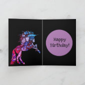 Een Kleurrijke Eenhoorn, Verjaardag Kaart (Binnen)