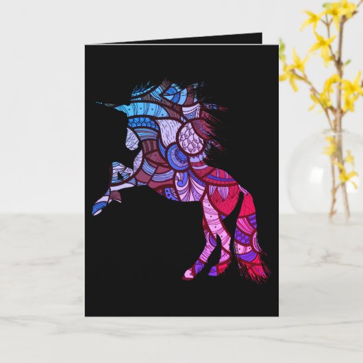 Een Kleurrijke Eenhoorn, Verjaardag Kaart (Gele Bloem)