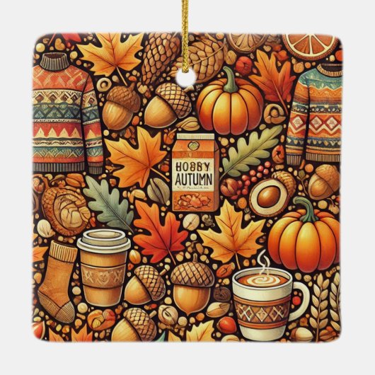 Een kleurrijke en herfst expressie keramisch ornament (Achterkant)