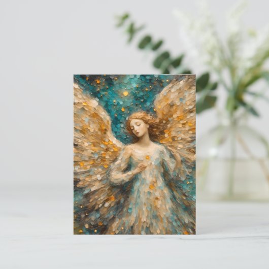 Een kleurrijke engel briefkaart (Staand voorkant)