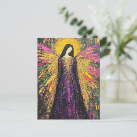 Een kleurrijke engel briefkaart (Staand voorkant)