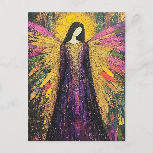 Een kleurrijke engel briefkaart (Voorkant)