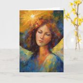 Een kleurrijke engel gloeit alle gelegenheden kaart (Gele Bloem)