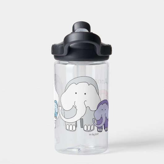 Een kleurrijke familie van olifanten waterfles (Achterkant)