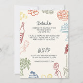 Een kleurrijke geïllustreerde bruiloft kaart (Achterkant)