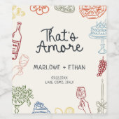 Een kleurrijke geïllustreerde bruiloft wijn etiket (Enkel label)