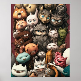 Een kleurrijke groep schattige monsters poster