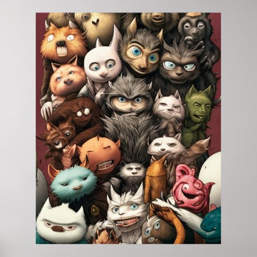 Een kleurrijke groep schattige monsters poster (Voorkant)