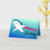 Een kleurrijke haai Fun Happy Birthday Kaart (Gele Bloem)