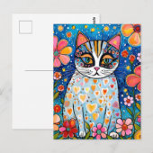 Een kleurrijke kat briefkaart (Voorkant / Achterkant)